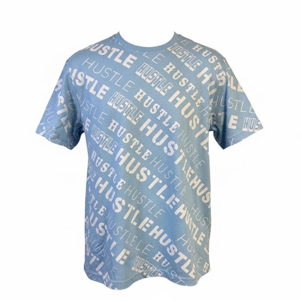 Encrypted Hustle Tee Shirt Sz L Blue/white NWT